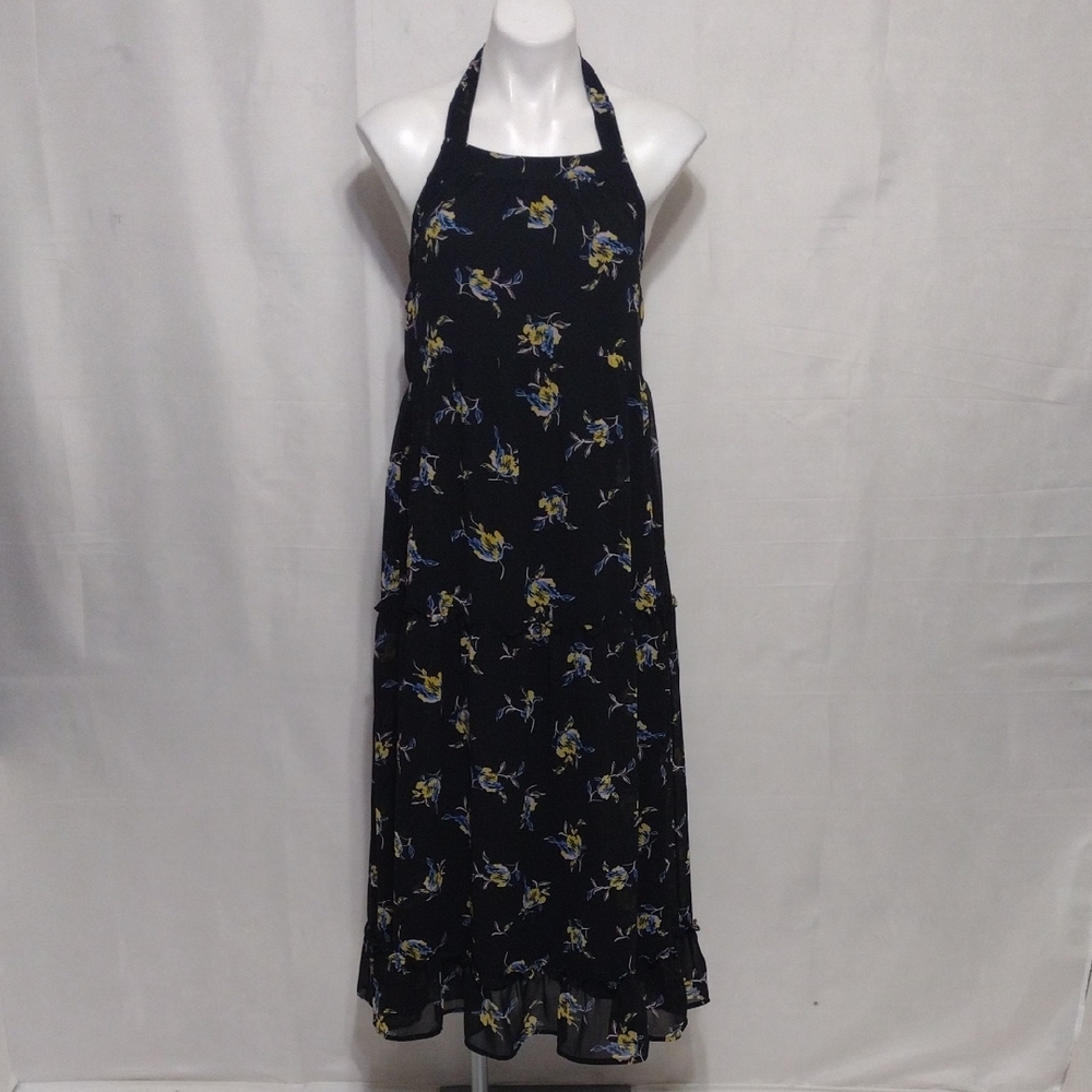Who What Wear Floral Halter Backless Maxi Dress XS Romantic Boho Summer Outfit